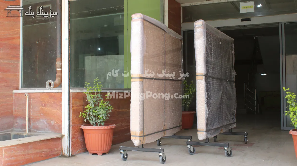بسته بندی ایمن میز پینگ پنگ مشکی 25 میل ام دی اف MDF